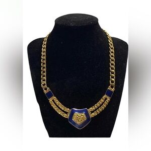 Beautiful Trifari Tm goldTone blue accents